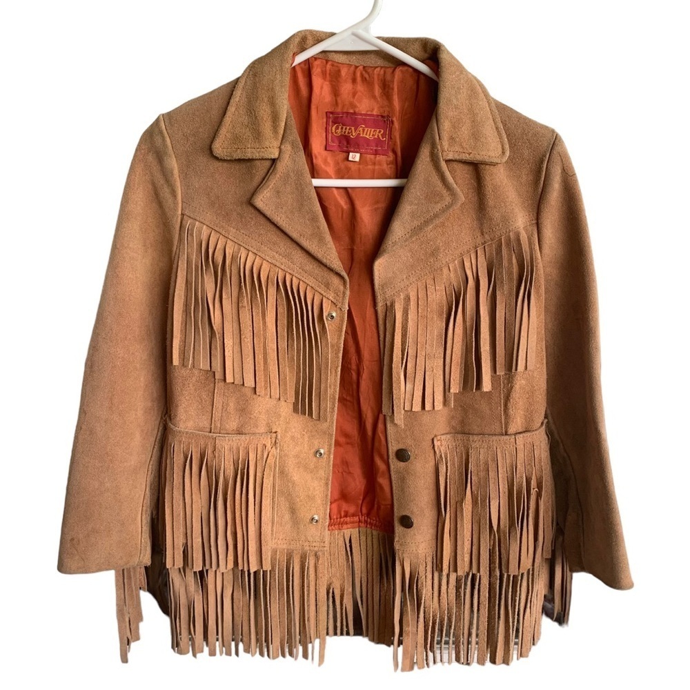 Vintage Leather Fringe Jacket Women's Chevalier Boho Westernwear